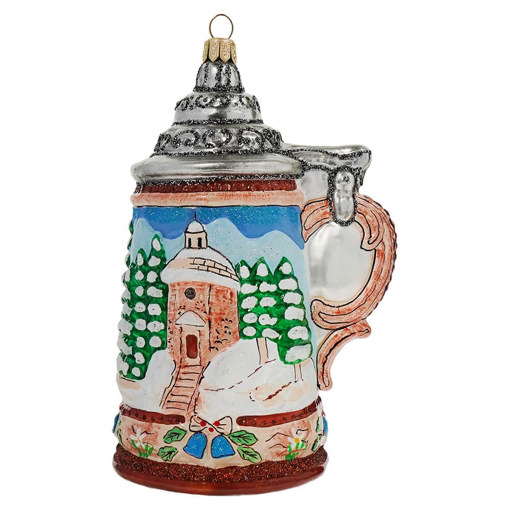 Glittered Santa Beer Stein Ornament