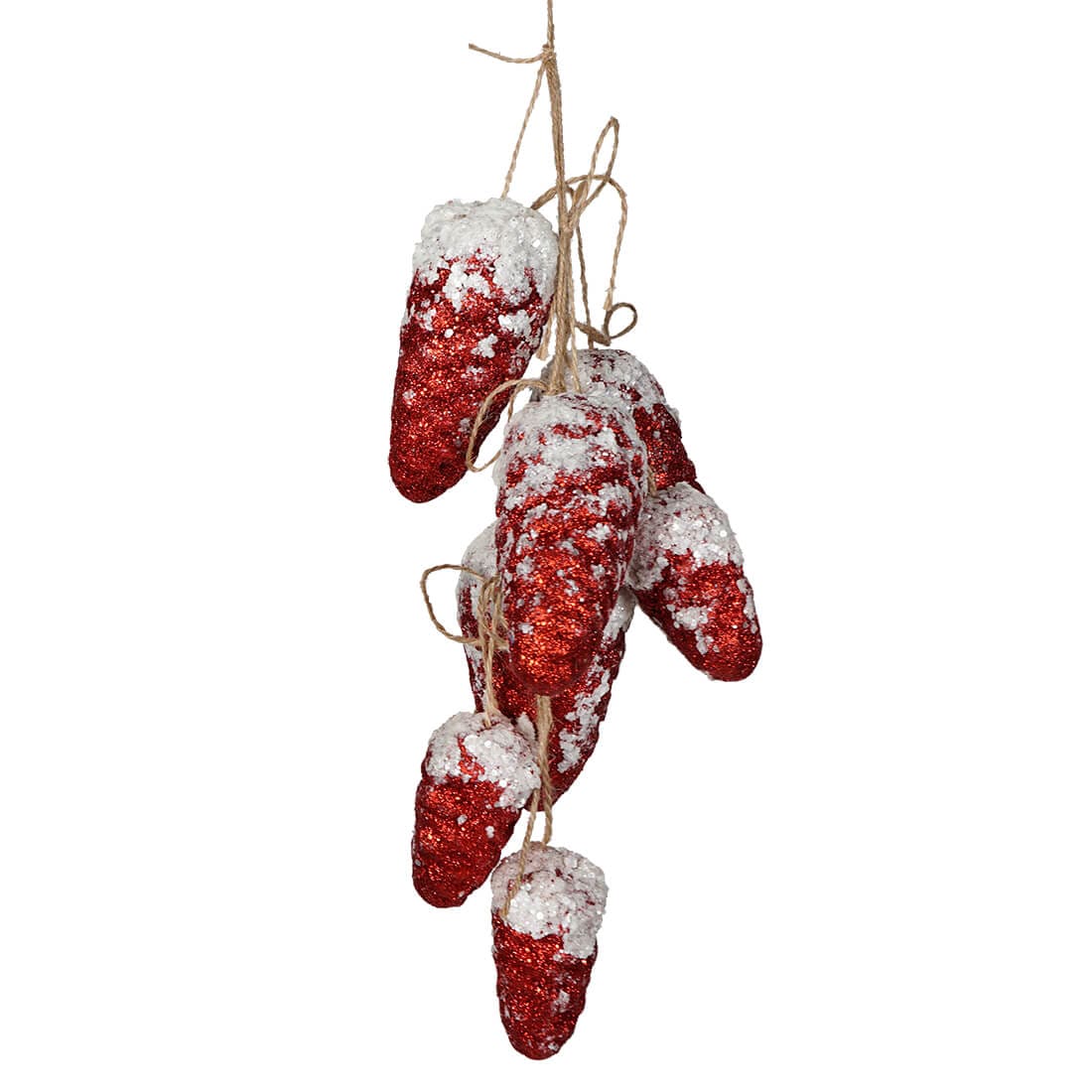 Glittered & Sequined Red Hanging Pine Cones