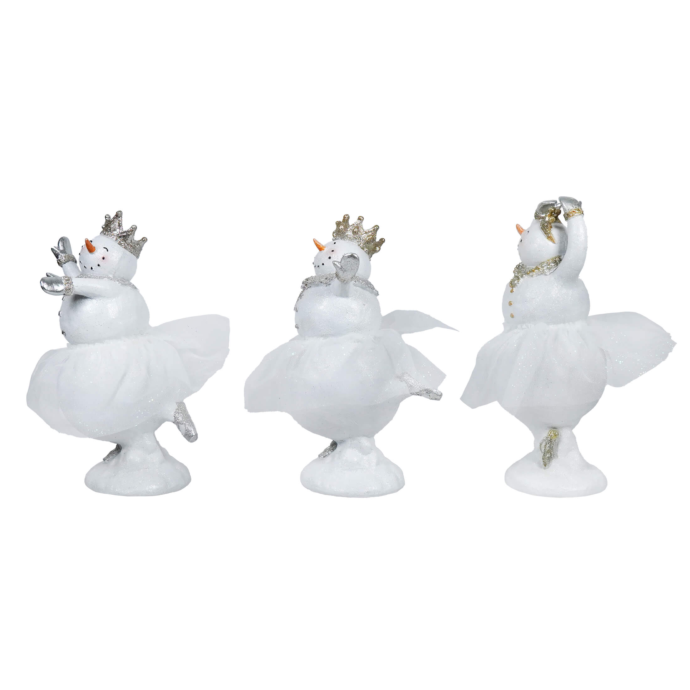 Glittered Snow Lady Ballerinas With Tulle Tutus Set/3 - Christmas