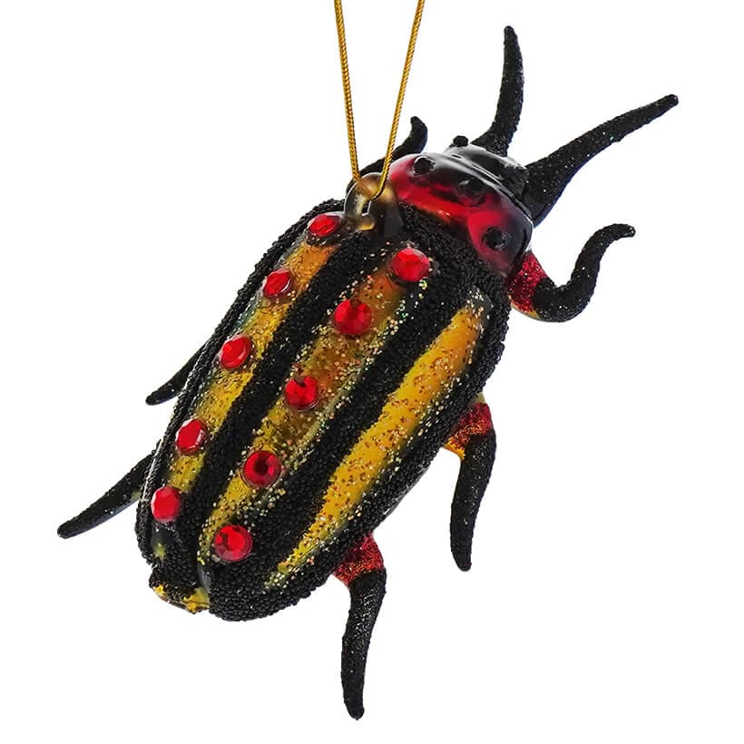 Glittered Spotted & Striped Forest Floor Bug Ornament