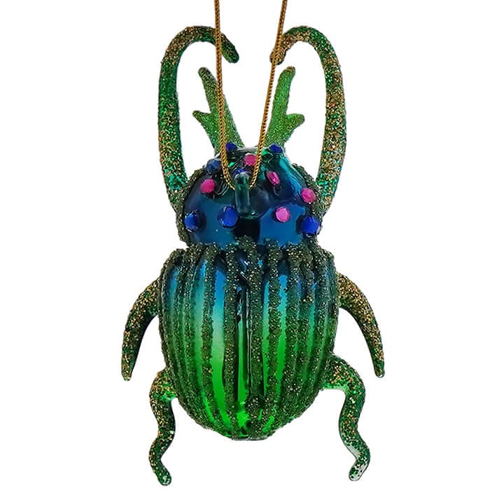 Glittered Striped Forest Floor Bug Ornament