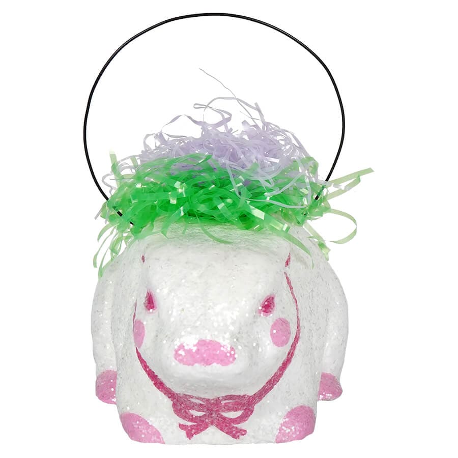 Glittered White Rabbit Container