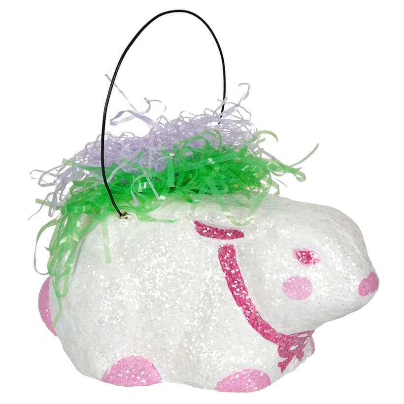 Glittered White Rabbit Container