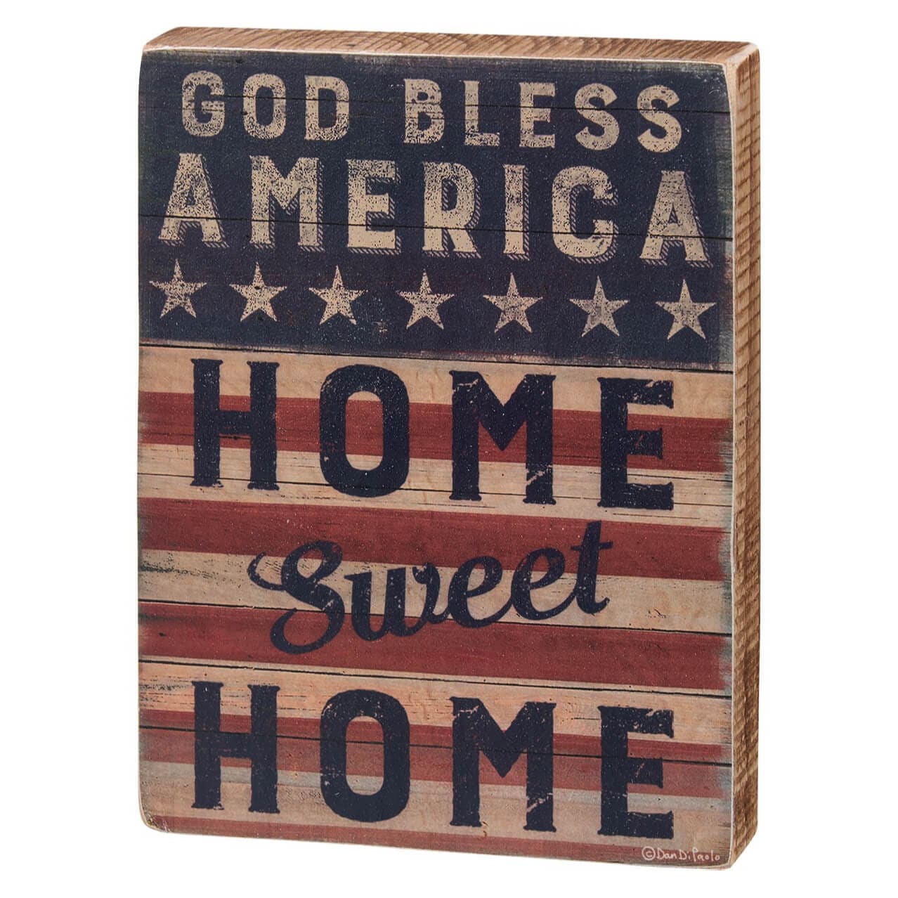 God Bless Home Sweet Home Block Sign - Patriotic