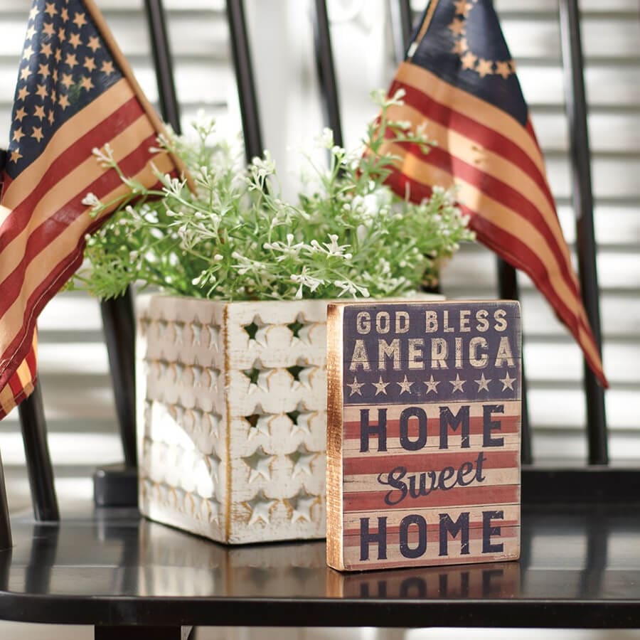 God Bless Home Sweet Home Block Sign - Patriotic