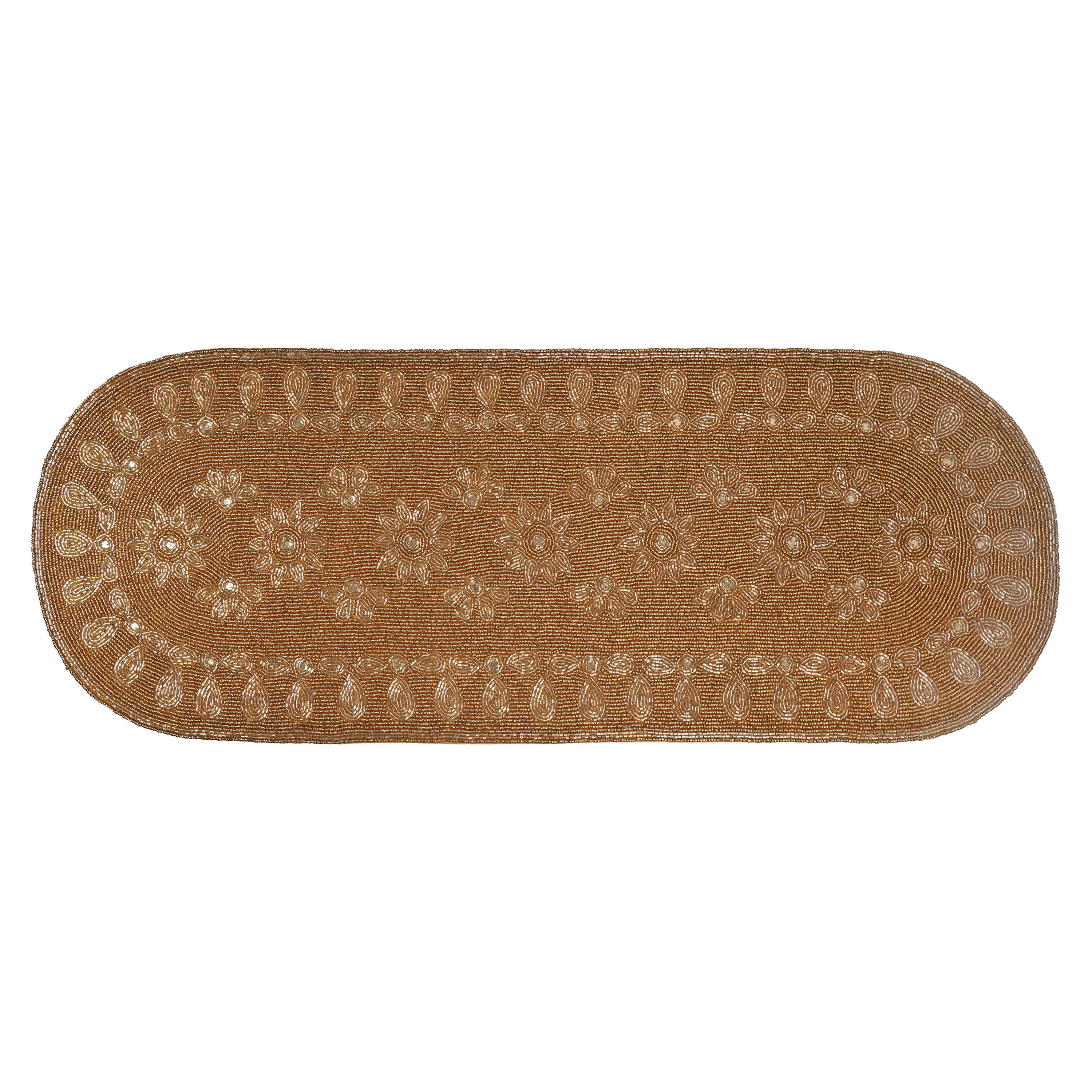 Gold Beaded Oval Runner - Christmas