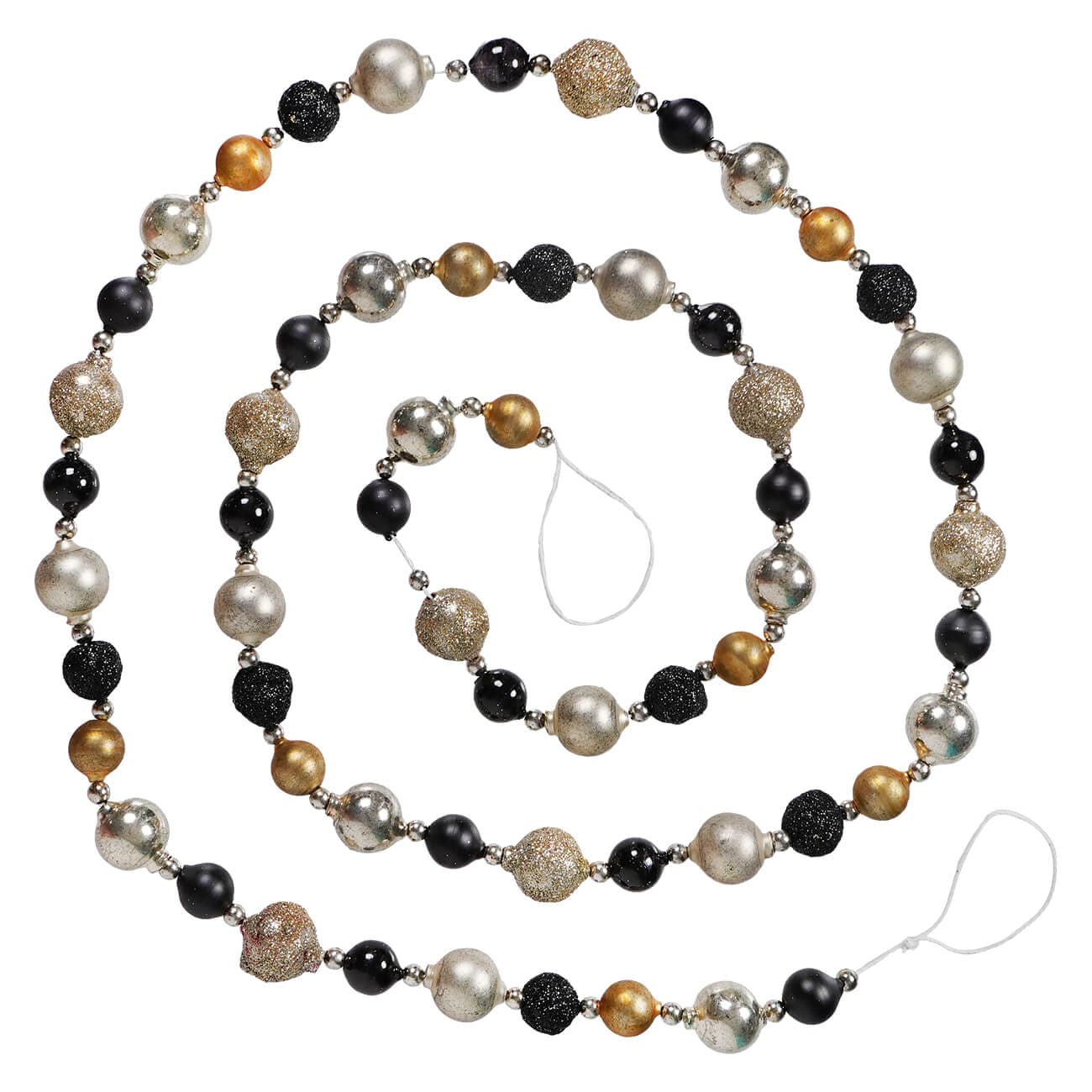 Gold Black & Silver Bead Garland - Christmas