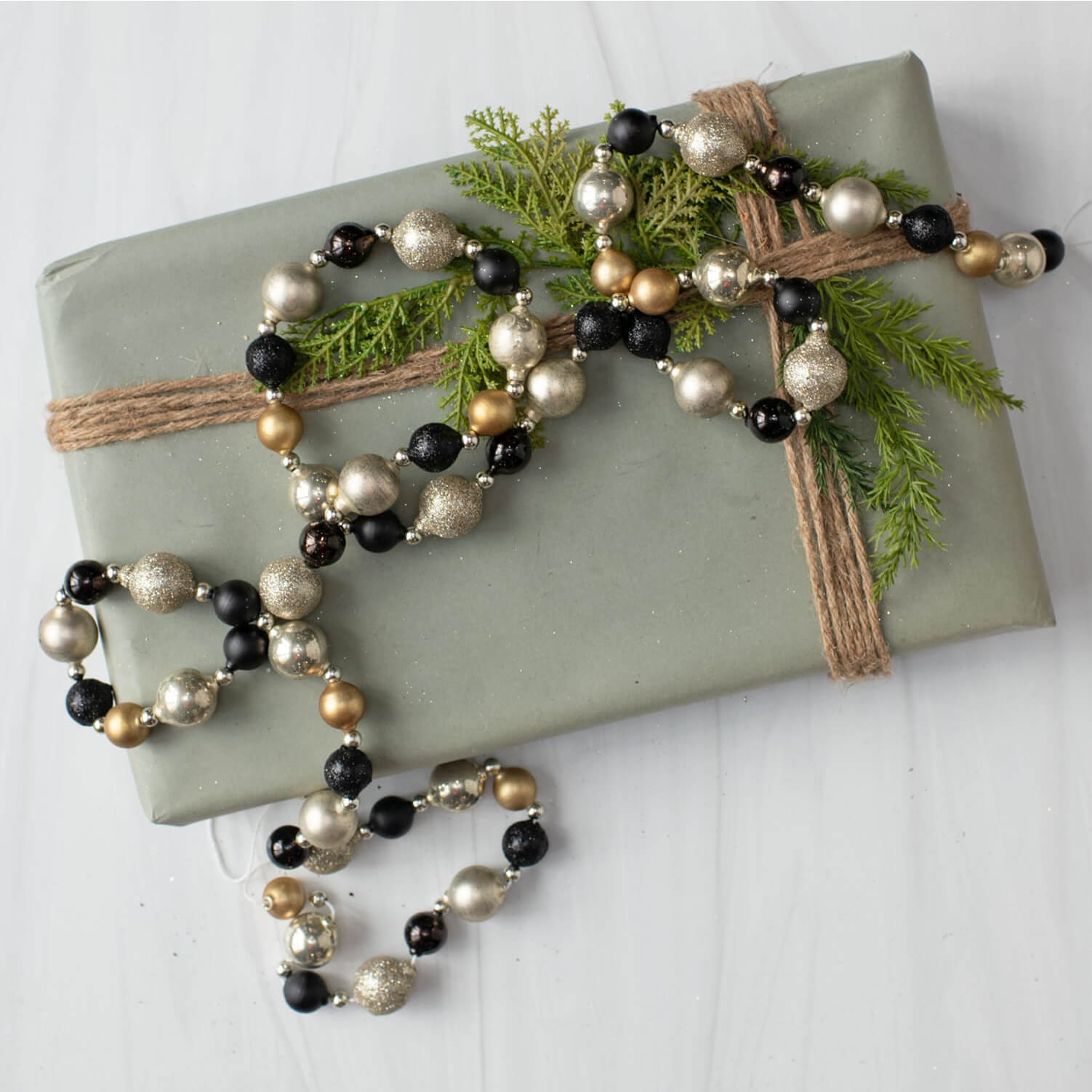 Gold Black & Silver Bead Garland - Christmas