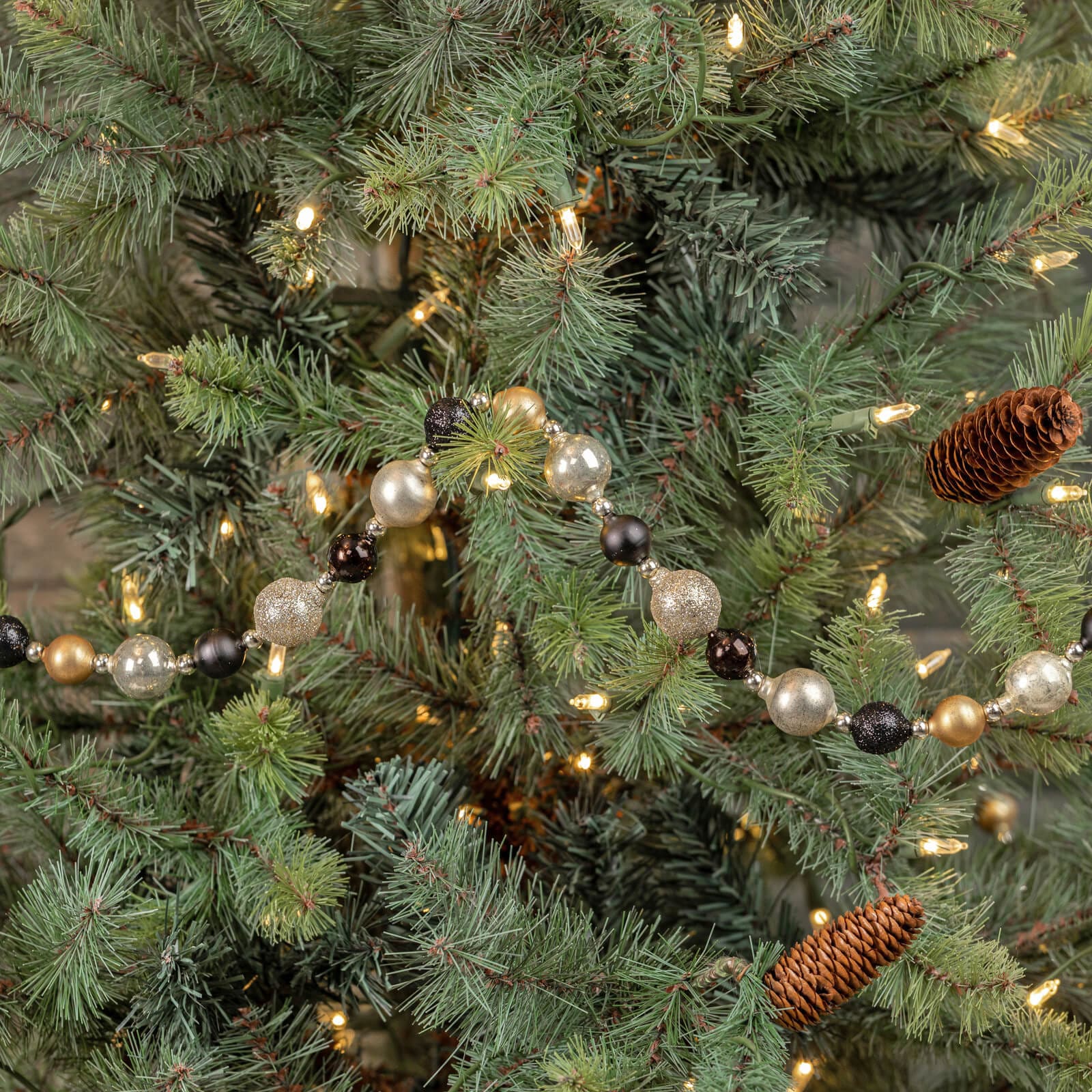 Gold Black & Silver Bead Garland - Christmas