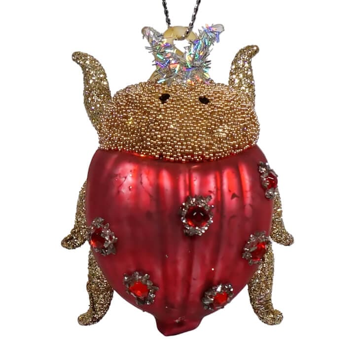 Gold & Burgundy Pastel Beetle Ornament