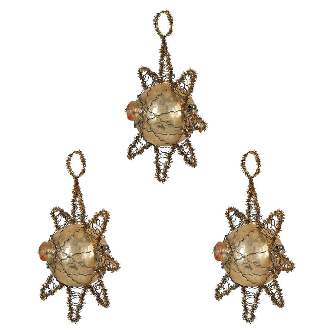 Gold French Star Glass Ornaments Set/3 - Ornaments