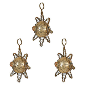 Gold French Star Glass Ornaments Set/3 - Ornaments