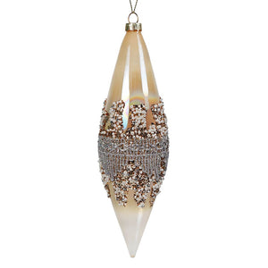Gold Glass Finial With Beads Ornament