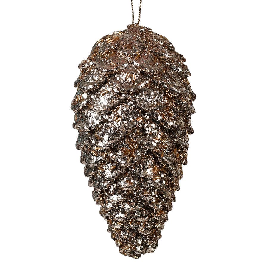 Gold Glittered Pinecone Ornament