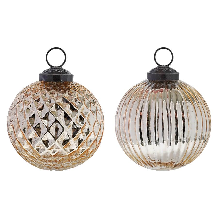 Gold Mercury Glass Ornaments Set/2