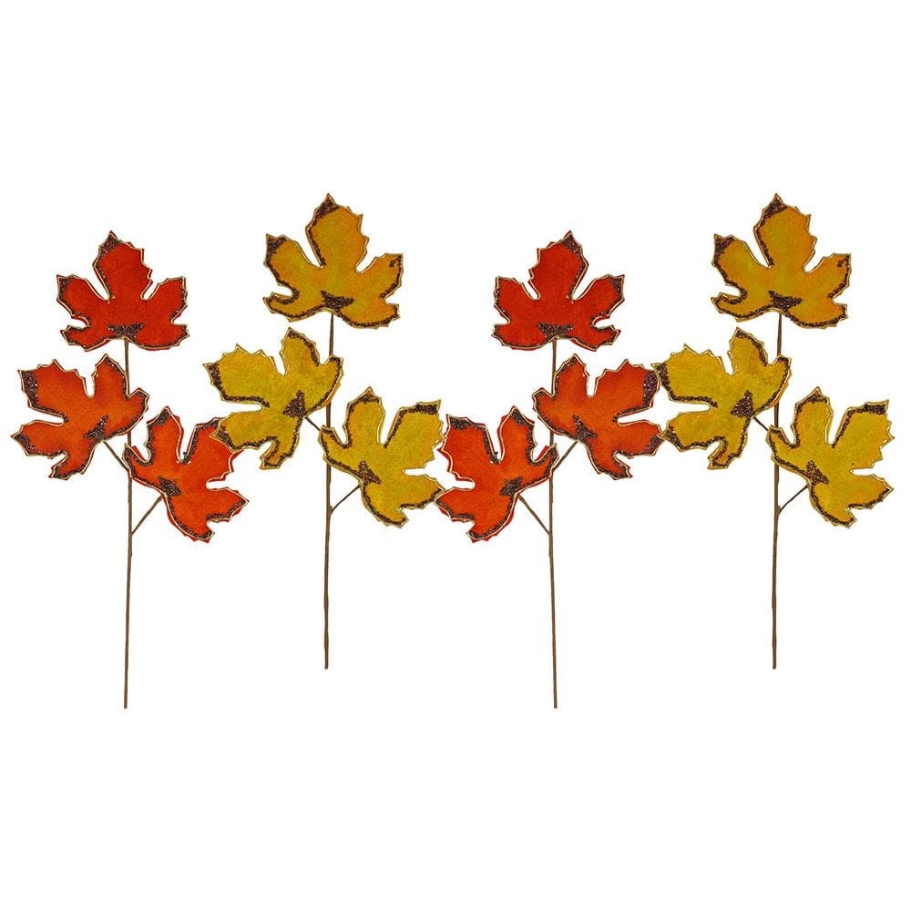 Gold & Orange Leaf Stems Set/2