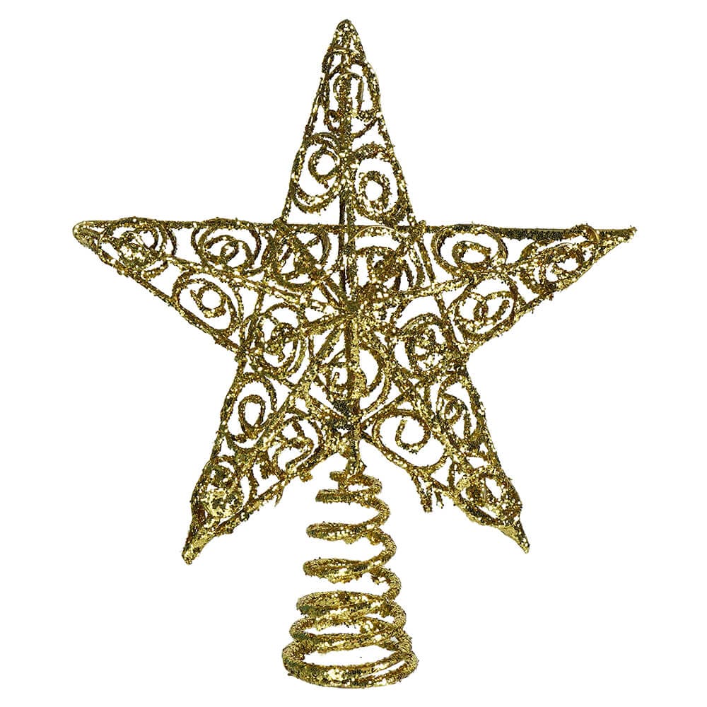 Kurt S. Adler 13.5-Inch Mirror Narrow Gold Star Tree Topper - Acrylic, Unlit