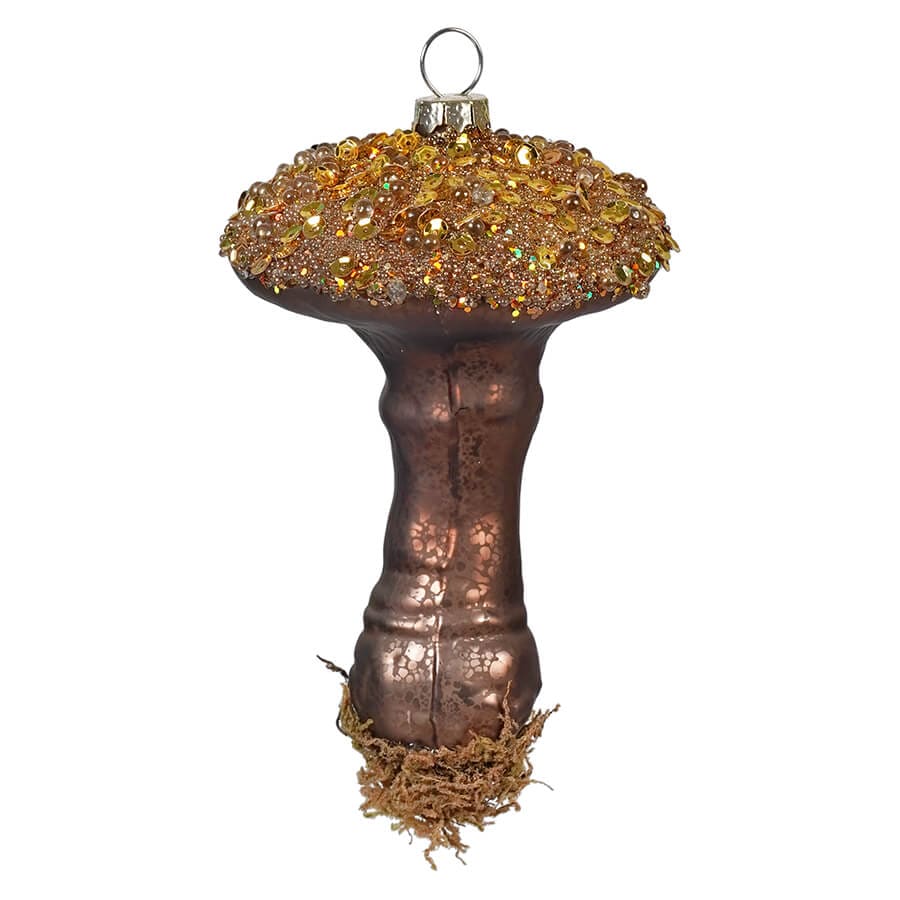 Gold Top Mercury Glass Mushroom Ornament - Ornaments