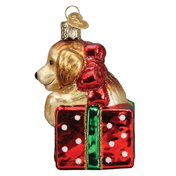 Golden Puppy Surprise Ornament