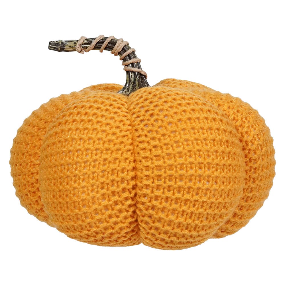 Golden Yellow Knit Stuffed Pumpkin