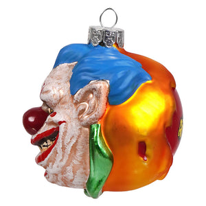 Gorenaments bubbles the clown glass ornament by kurt adler features a glossy orange red gradient face with blue hair and red nose