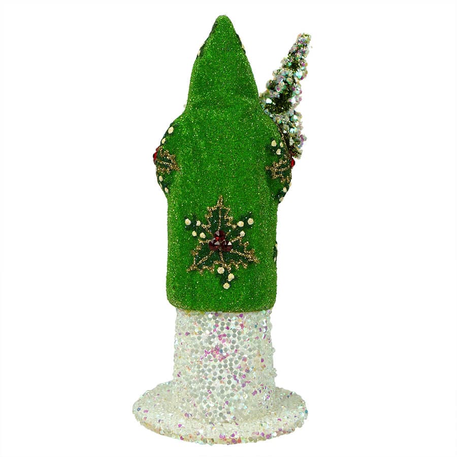 Green Beaded Santa with Tree