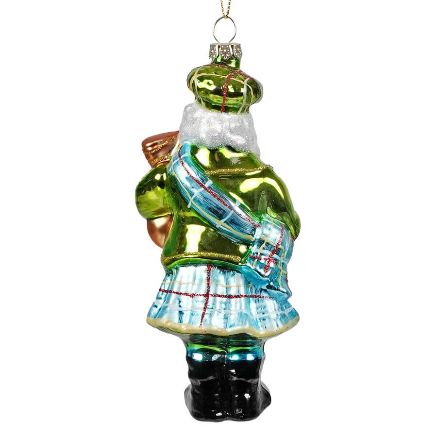 Green & Blue Highland Dress Bagpipe Santa - Ornaments