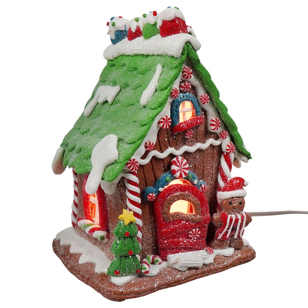 Green & Brown Lighted Gingerbread House With Gingerbread Man