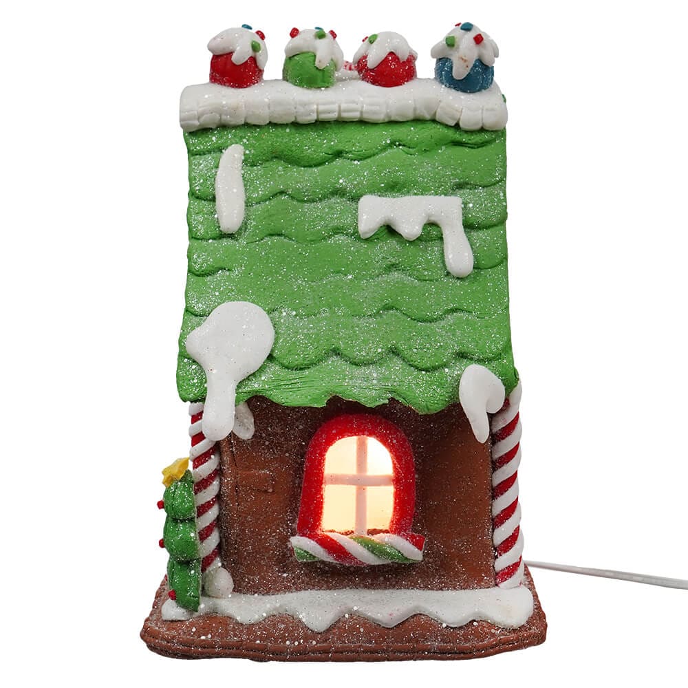 Green & Brown Lighted Gingerbread House With Gingerbread Man