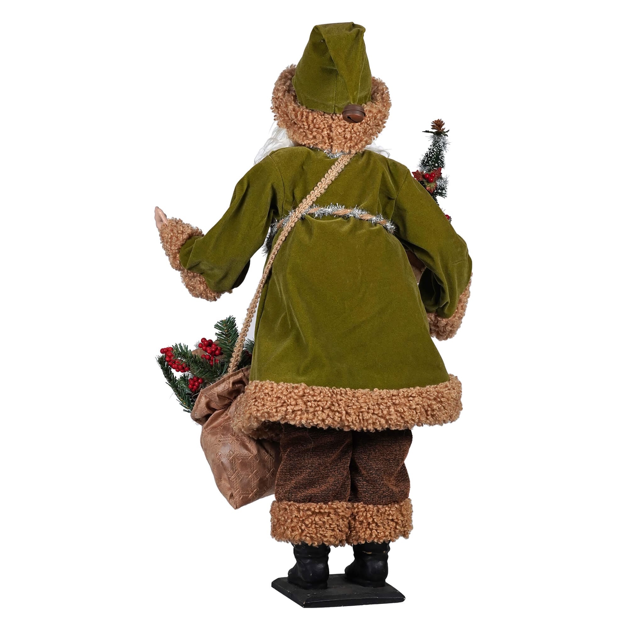 Green Coat Vintage Santa Bearing Gifts - Christmas