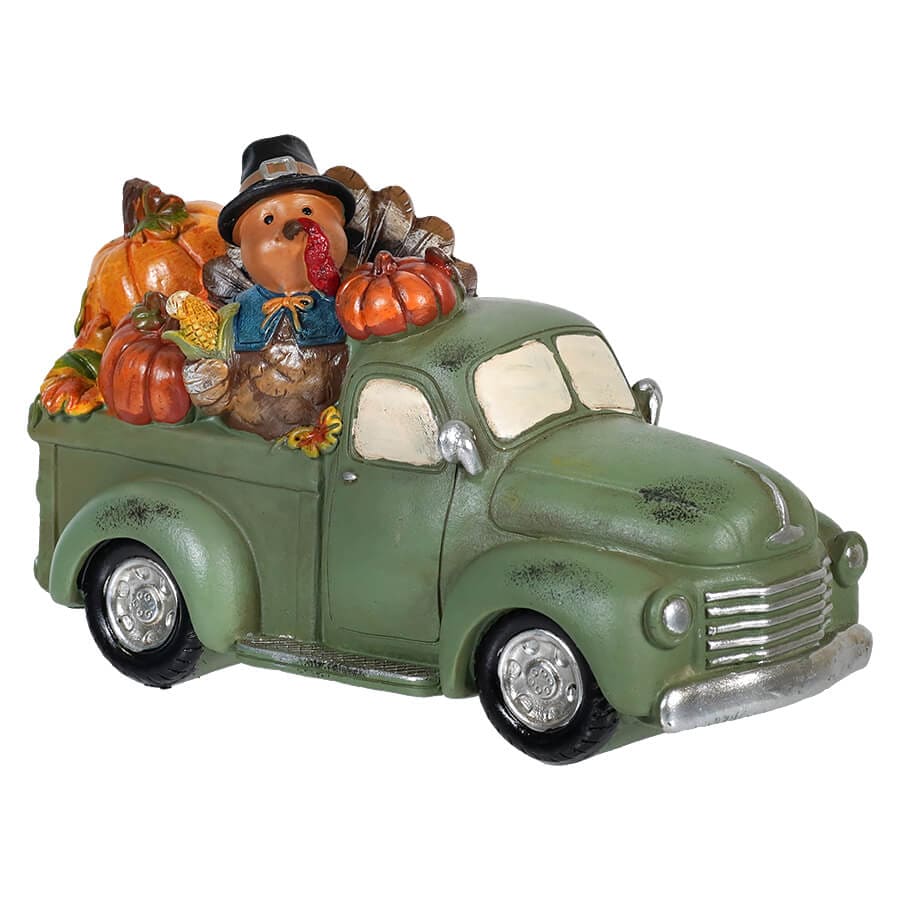 Green Harvest Truck With Turkey & Pumpkins