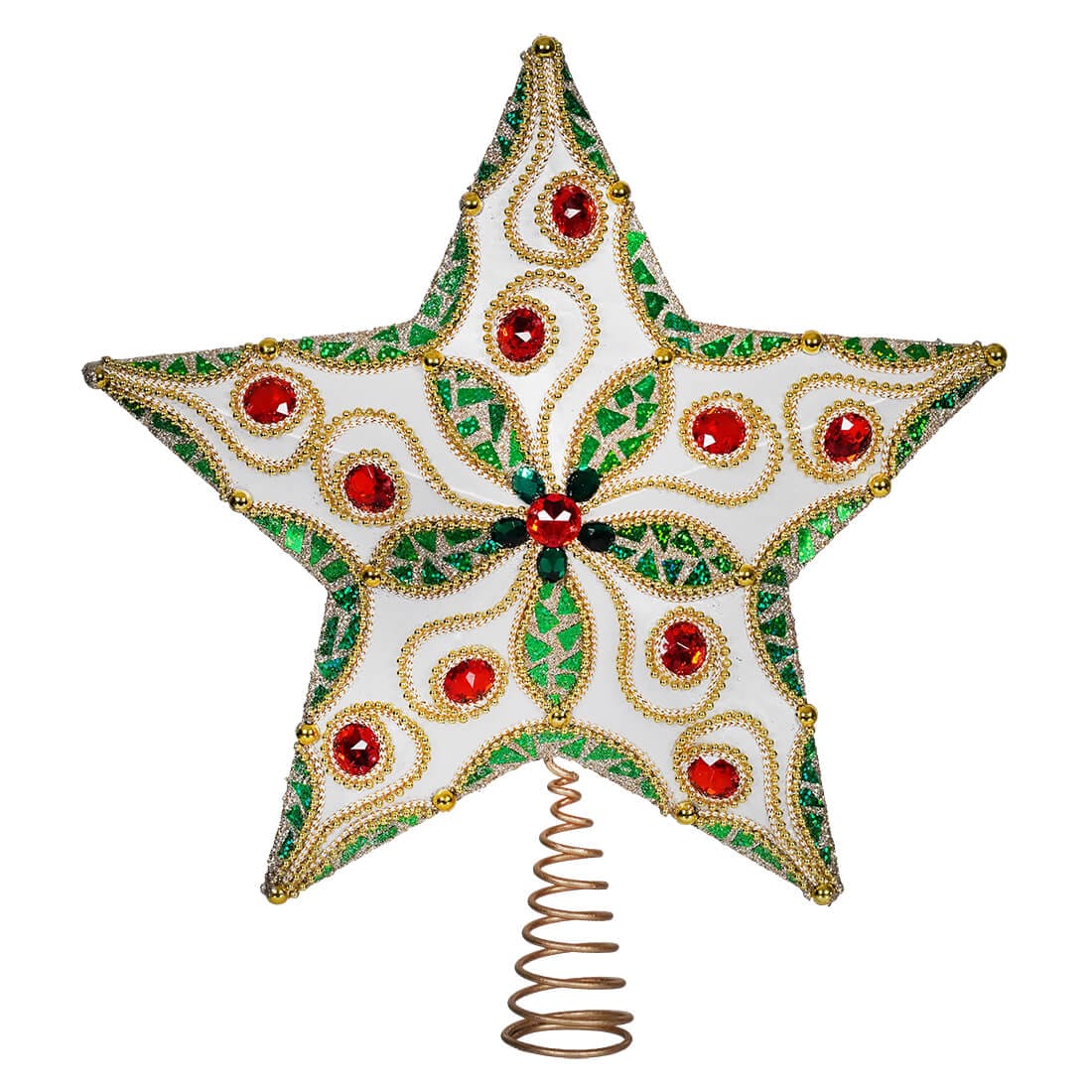 Green Red & Gold Star Tree Topper - Christmas