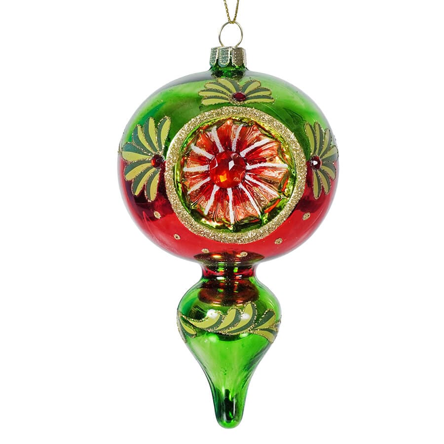 Green & Red Holly Reflector Ornament - Ornaments