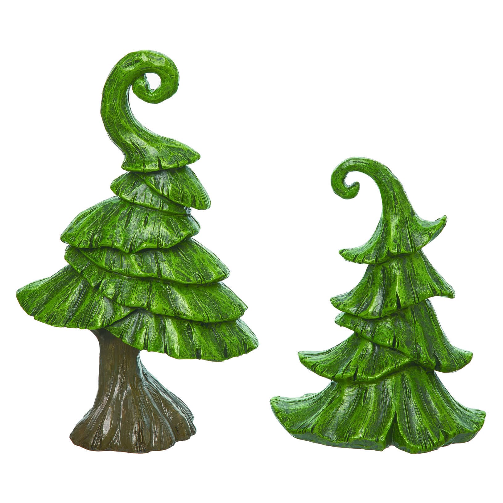 Green Resin Funky Trees Set/2 - Christmas