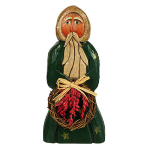 Green Santa With Grapevine Wreath