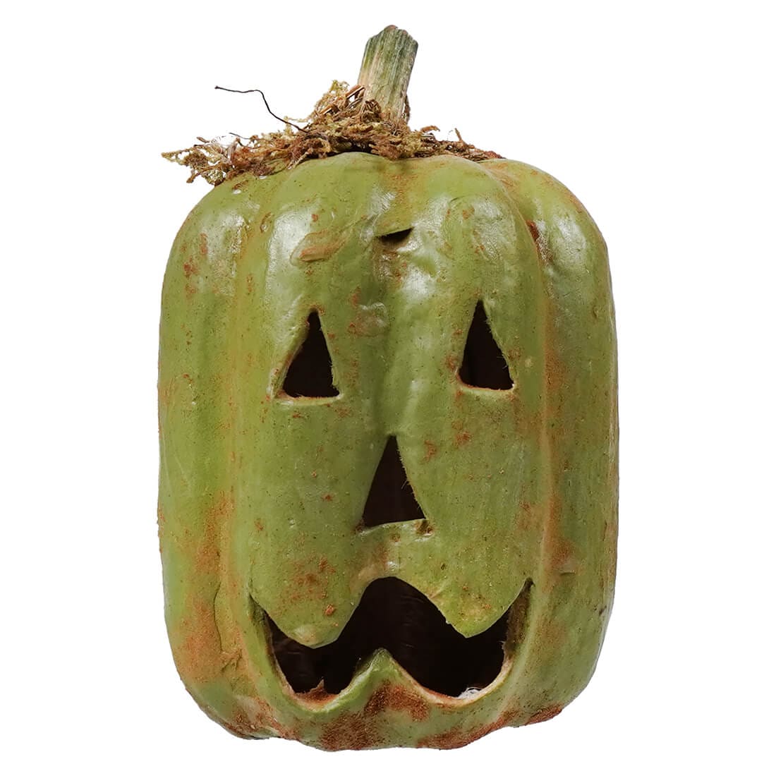 Green Tiny Oval Carved Pumpkin - Halloween