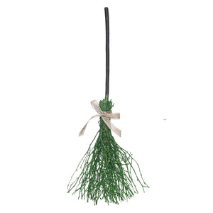 Green Witch Broom Decor - Halloween