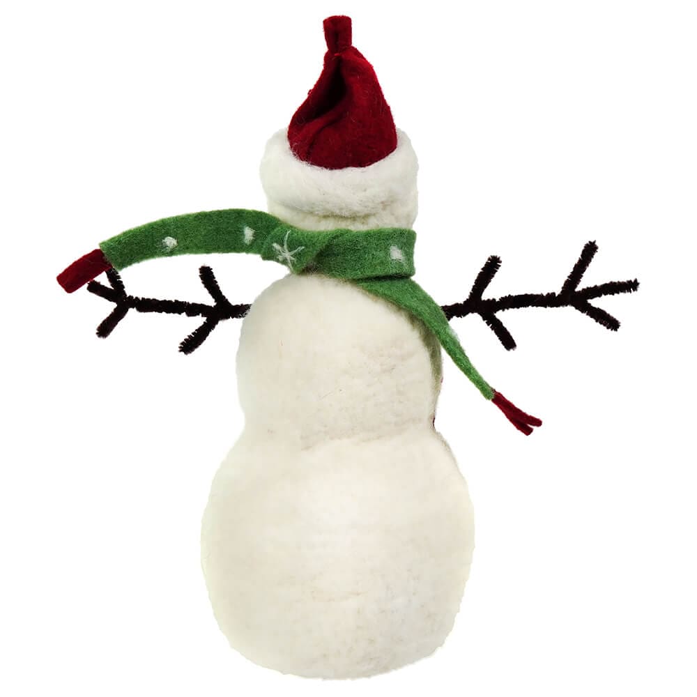 Green Wool Felt Jolly Snowman