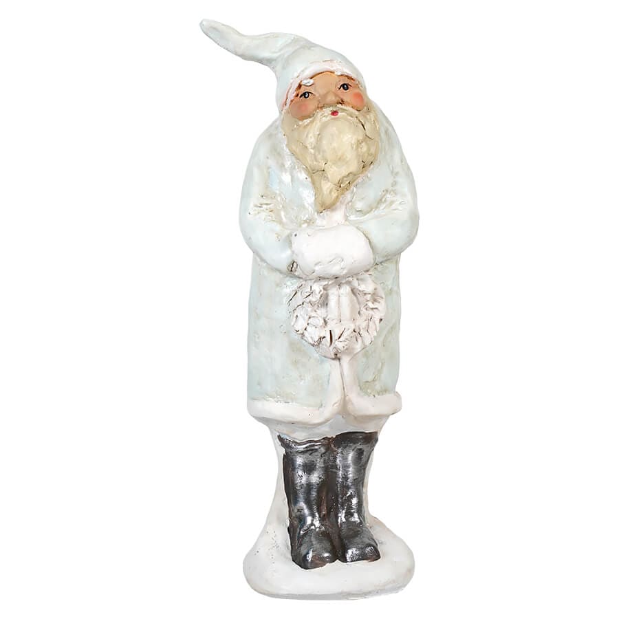 Grey Santa Holding Wreath