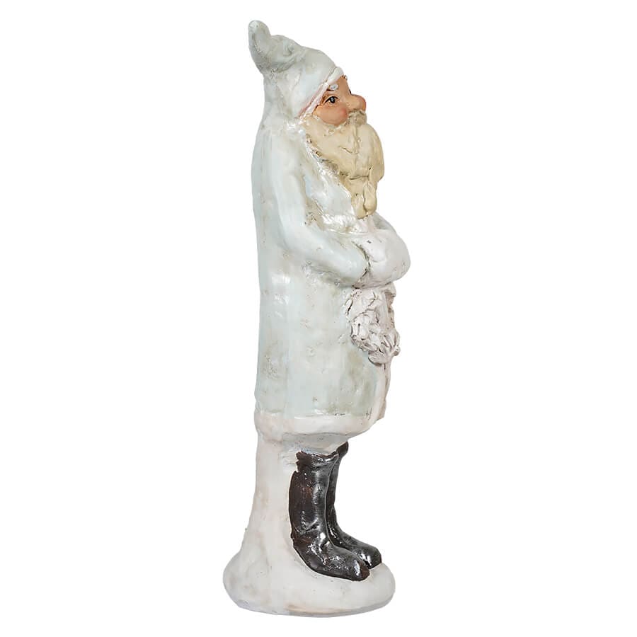 Grey Santa Holding Wreath