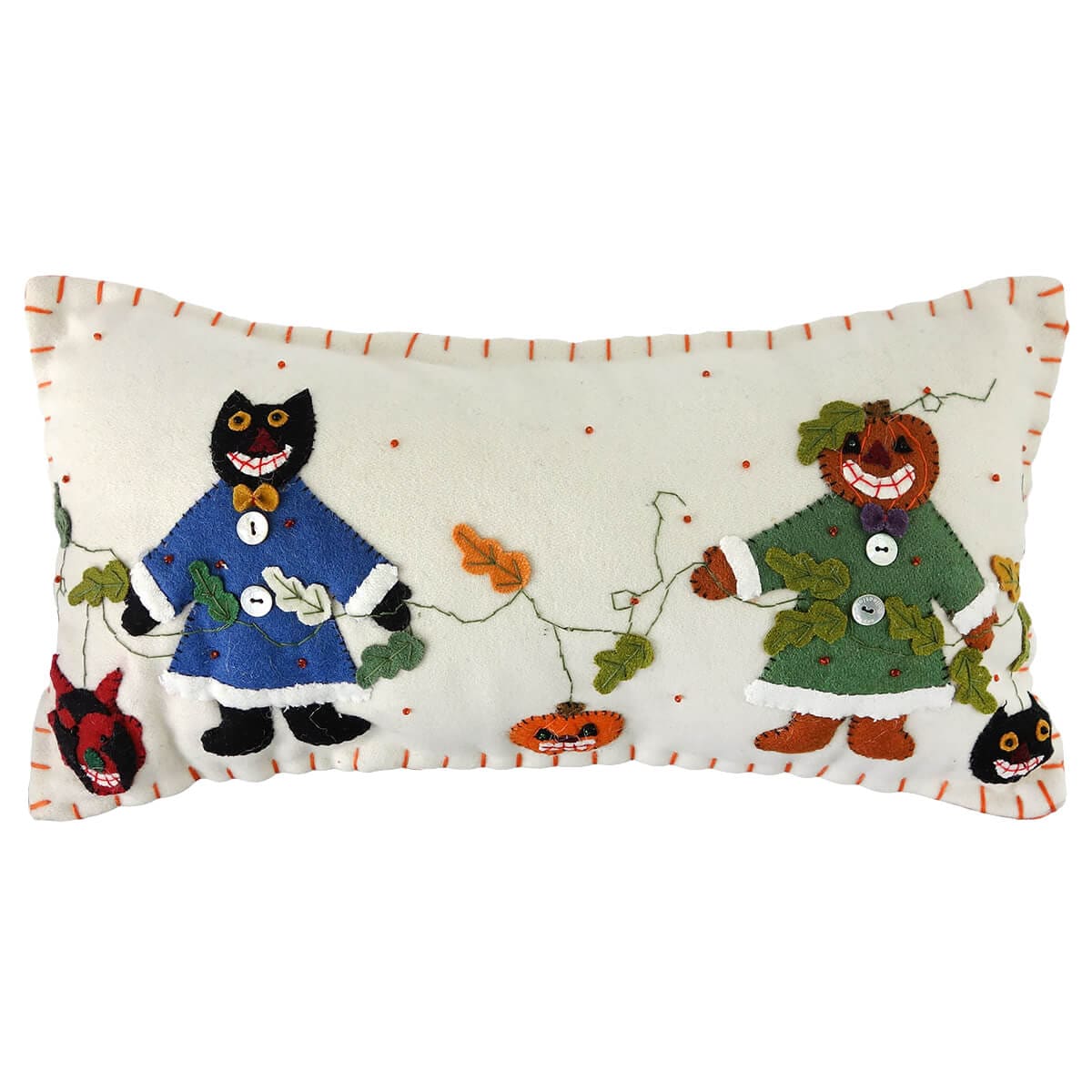 Halloween Cat And Pumpkin Treaters Pillow