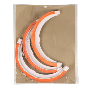 Orange and white paper crescent moon shaped halloween paper hanging decoration accordion paper pieces set of 3
