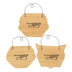 Light brown wooden halloween faces ornament set with rustic hand-carved design and primitives by kathy engraving