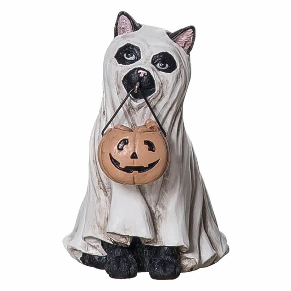 Halloween Ghost Costume Resin Cat - Halloween