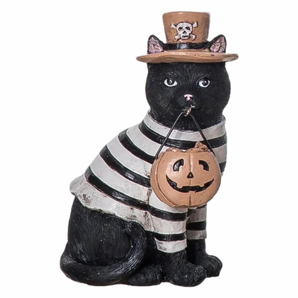 Halloween Pirate Costume Resin Cat - Halloween