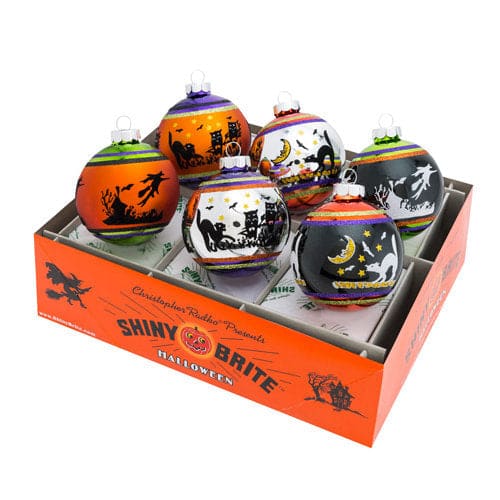 Halloween Signature Flocked Round Ornaments Set/6