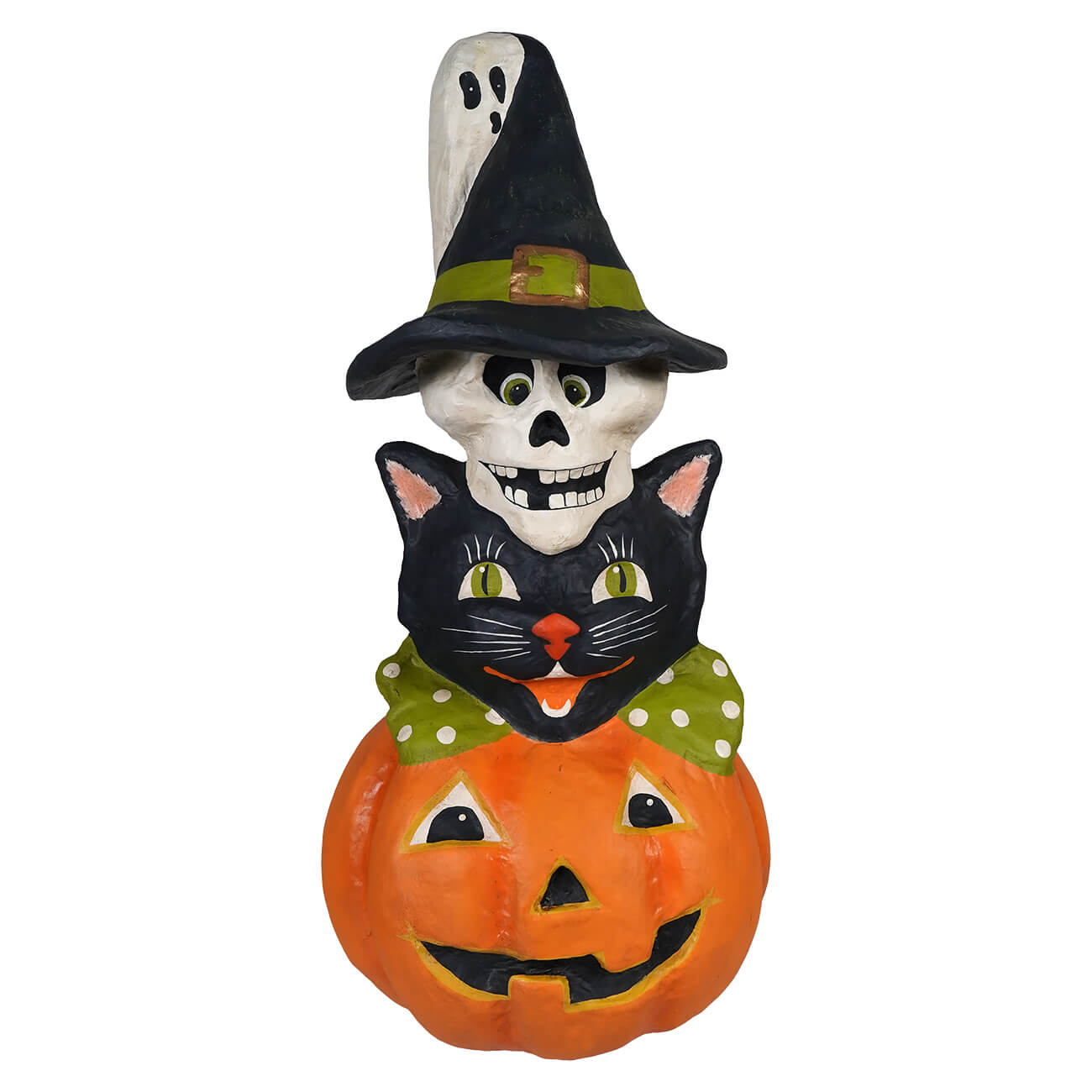 Halloween totem pole stack with colorful bethany lowe halloween figures and dolls in a festive stacked design