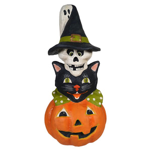 Halloween totem pole stack with colorful bethany lowe halloween figures and dolls in a festive stacked design