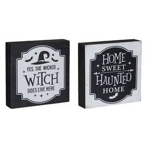 Halloween Wood Block Signs Set/2