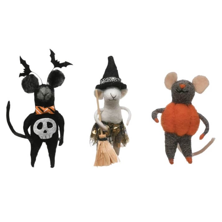 Halloween Wool Felt Mice In Costumes Set/3